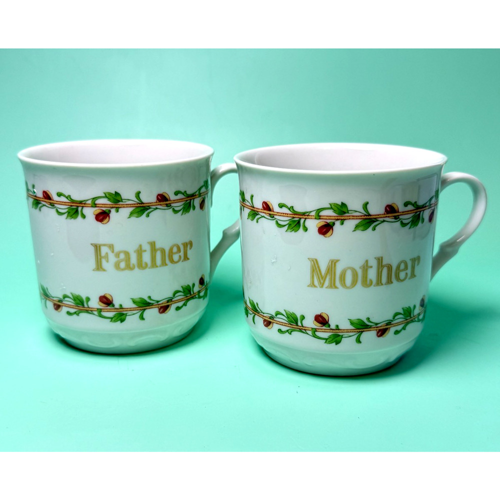 2 Vintage House of Goebel Bavaria W Germany Mother & Father Coffee Mugs Cups Set